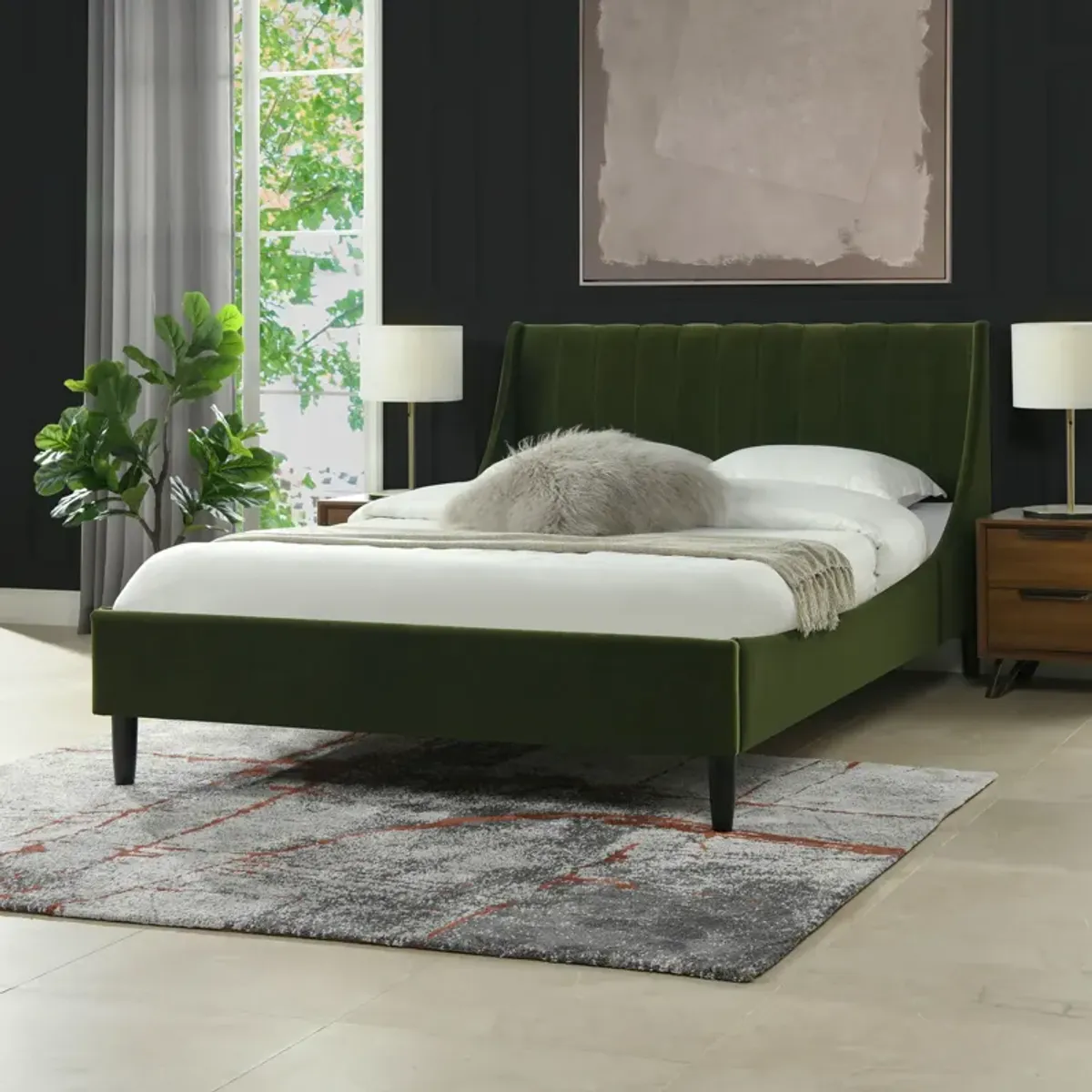 Aspen - Vertical Tufted Modern Headboard Platform Bed Set