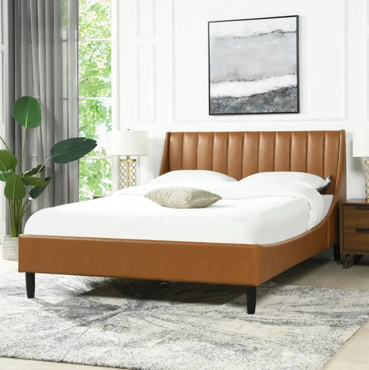 Aspen - Vertical Tufted Modern Headboard Platform Bed Set