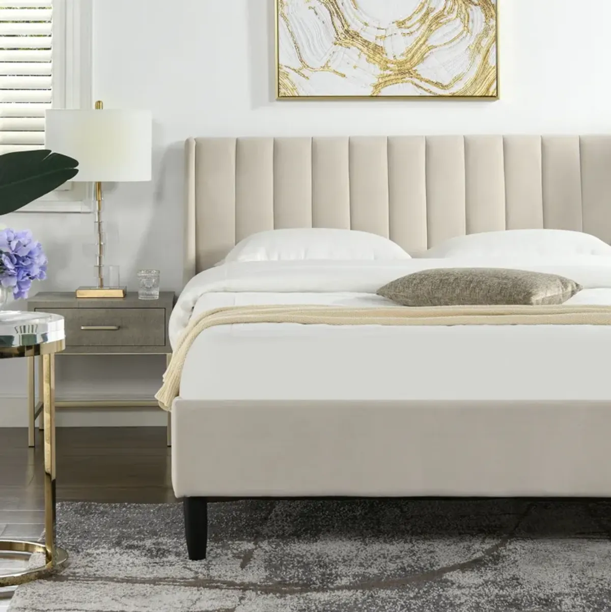 Aspen - Vertical Tufted Modern Headboard Platform Bed Set