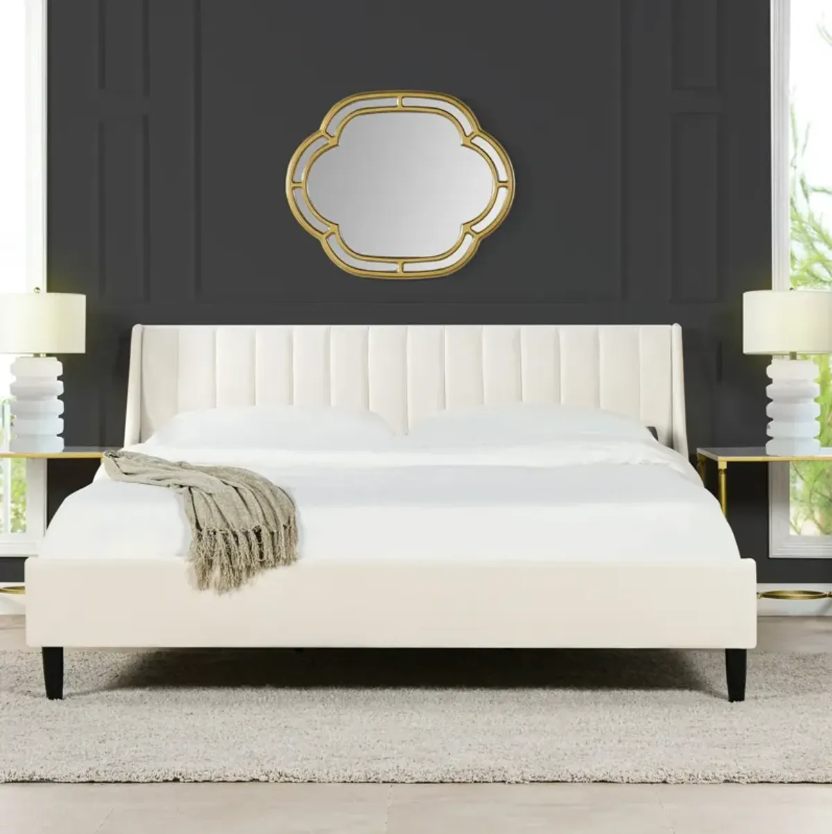 Aspen - Vertical Tufted Modern Headboard Platform Bed Set