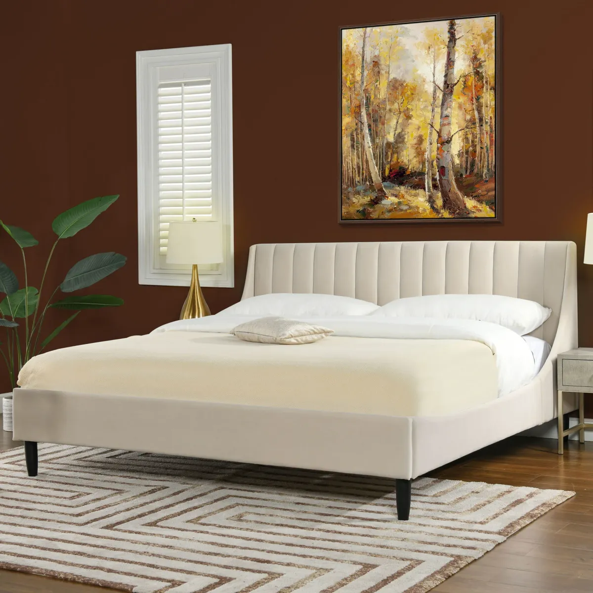 Aspen - Vertical Tufted Modern Headboard Platform Bed Set