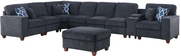 Lily - Sectional Sofa With Ottoman - Black