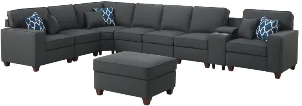 Hannah - Sectional Sofa With Ottoman - Dark Gray