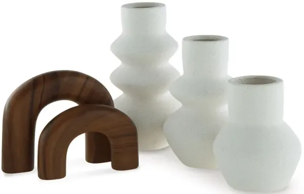 Carterworth - White / Brown - Accessory Set (Set of 5)