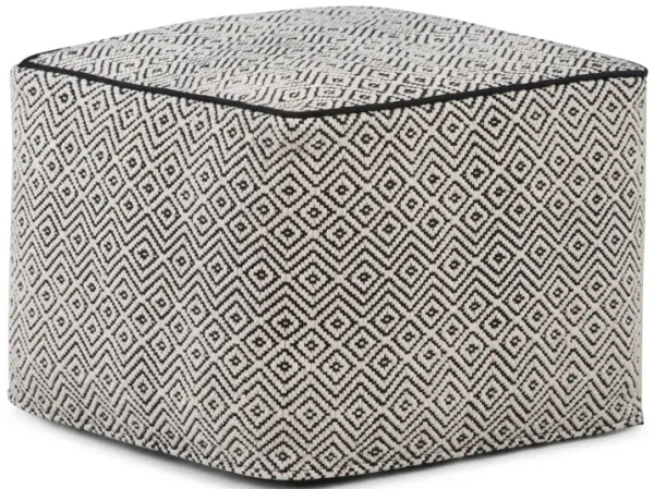Brynn - Square Pouf - Patterned Black / Natural