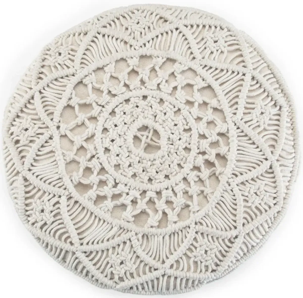 Coates - Round Macrame Pouf - Natural