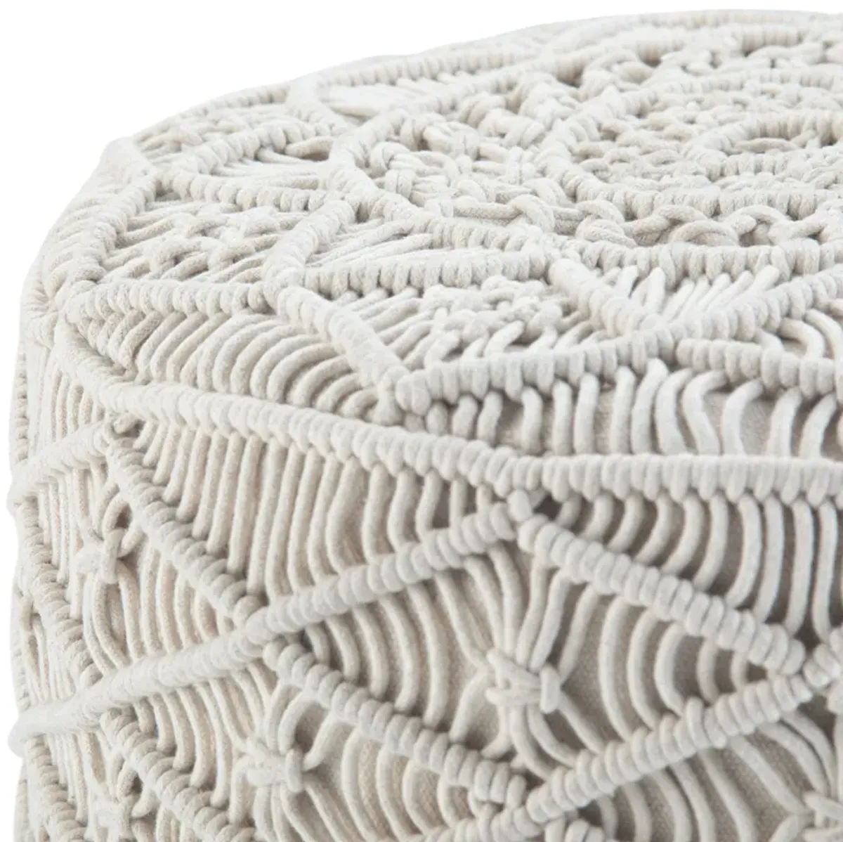 Coates - Round Macrame Pouf - Natural