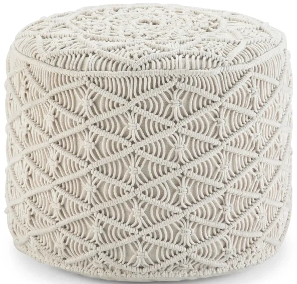 Coates - Round Macrame Pouf - Natural