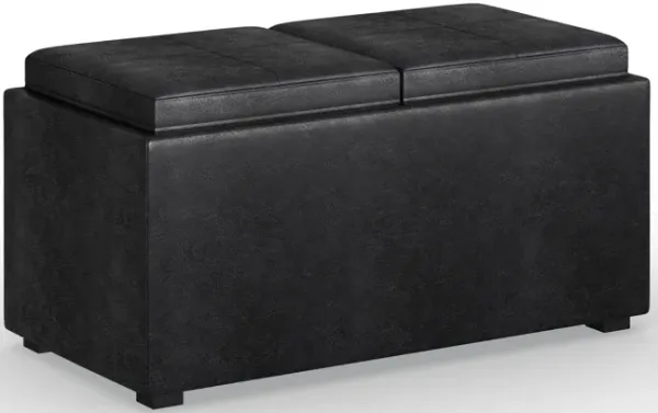 Avalon - 5 Piece Storage Ottoman - Distressed Black