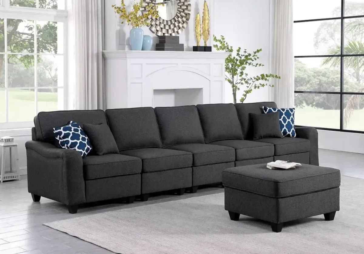 Leo - Comfor Modular Linen Sofa And Ottoman