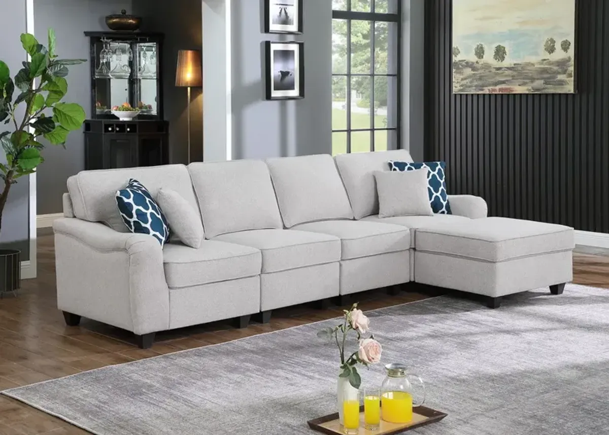 Leo - Comfor Modular Linen Sofa And Ottoman