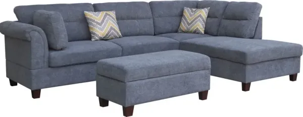 Diego - Sectional Sofa With Right Facing Chaise, Storage Ottoman, And 2 Accent Pillows