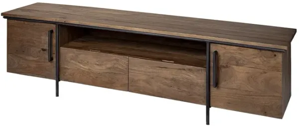 Solid Wood TV Stand - Brown And Black