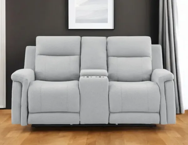 Power Reclining Loveseat With Storage - Light Gray