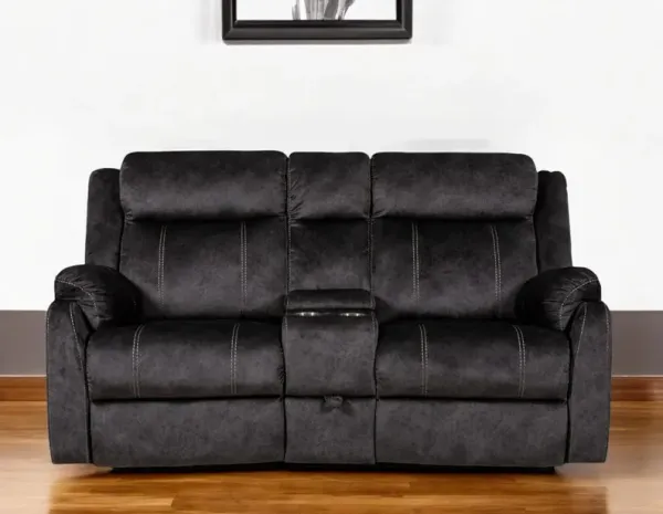 Microfiber Manual Reclining Loveseat With Storage - Dark Gray