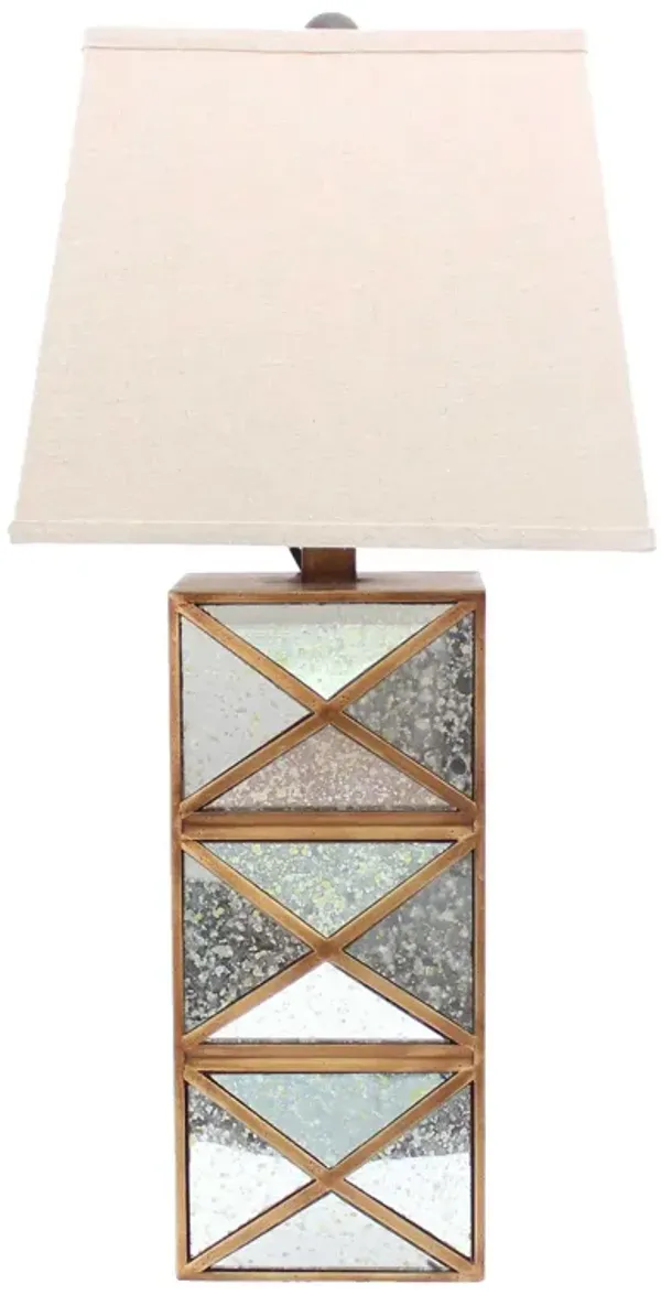 Modern Illusionary Mirrored Base Table Lamp - Gold