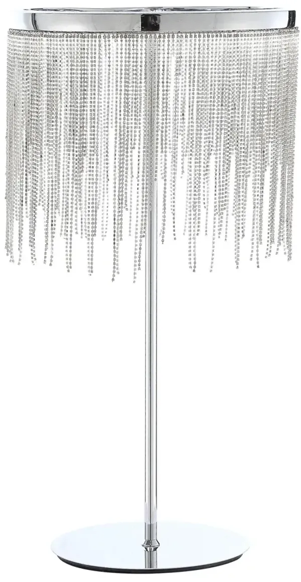 Metal Table Lamp With Clear Drum Shade - Silver
