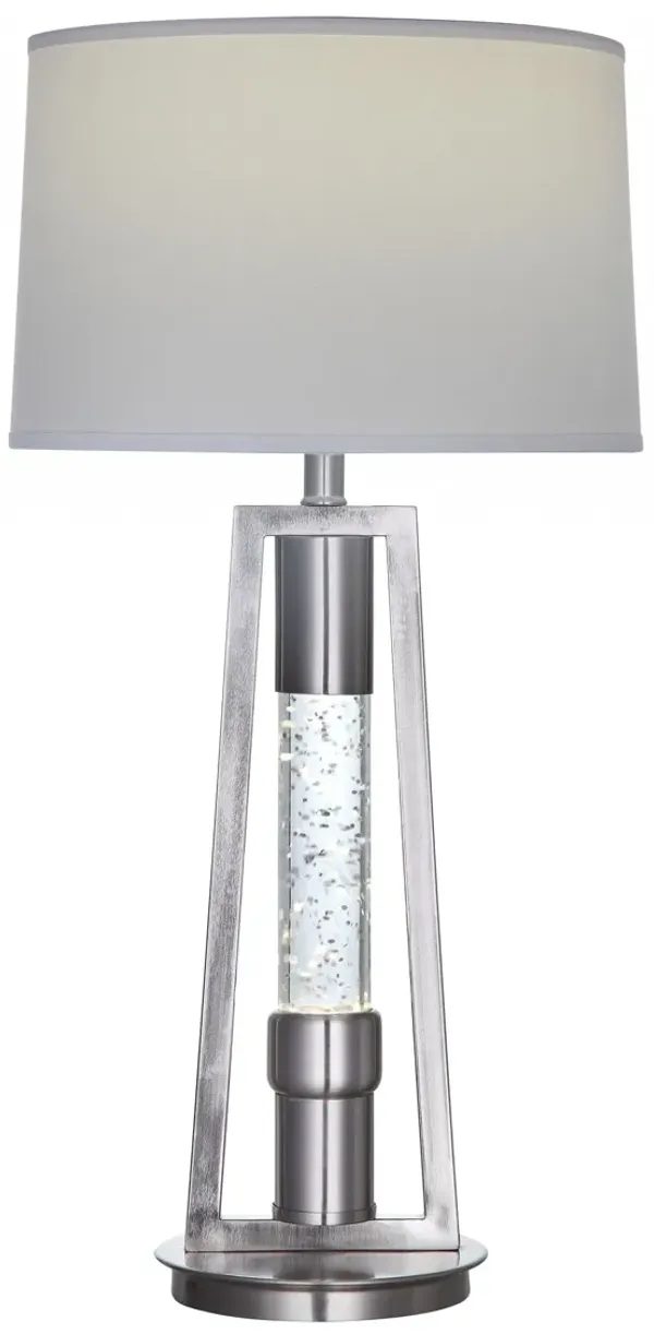 Metal Table Lamp With Gray Empire Shade - Silver