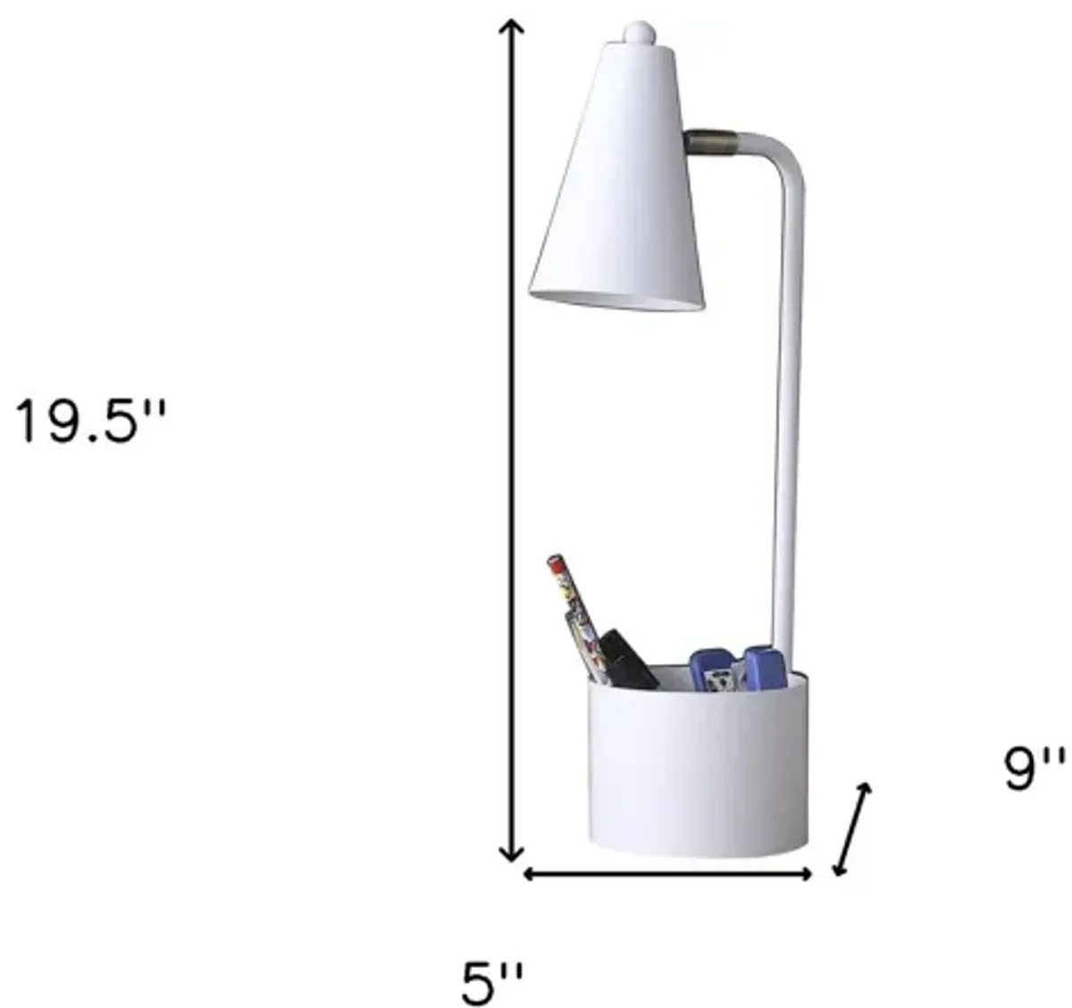 Compact Student Metal Desk Lamp - White