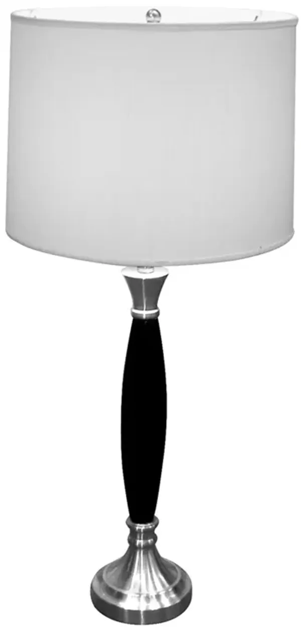 30" Solid Wood Bedside Table Lamp With White Shade - Black