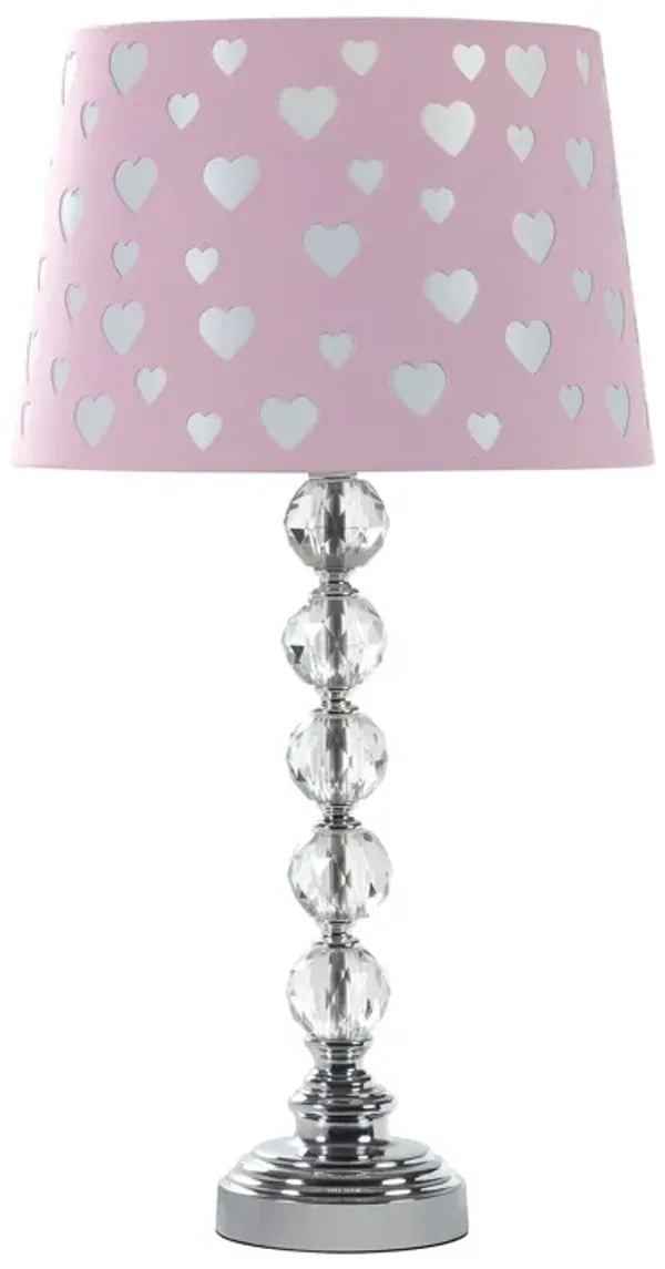 Crystal With Shade Table Lamp - Pink And White Dot