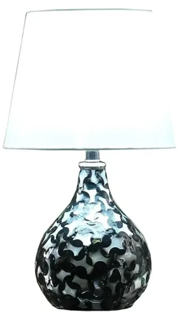 Table Lamp With White Globe Shade - Black