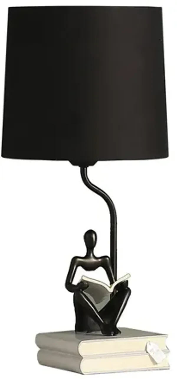 Table Lamp With Black Globe Shade - Black