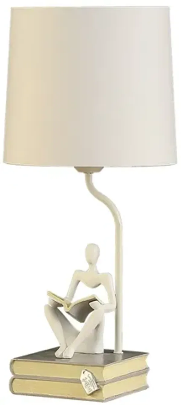 21" Table Lamp With White Globe Shade - White
