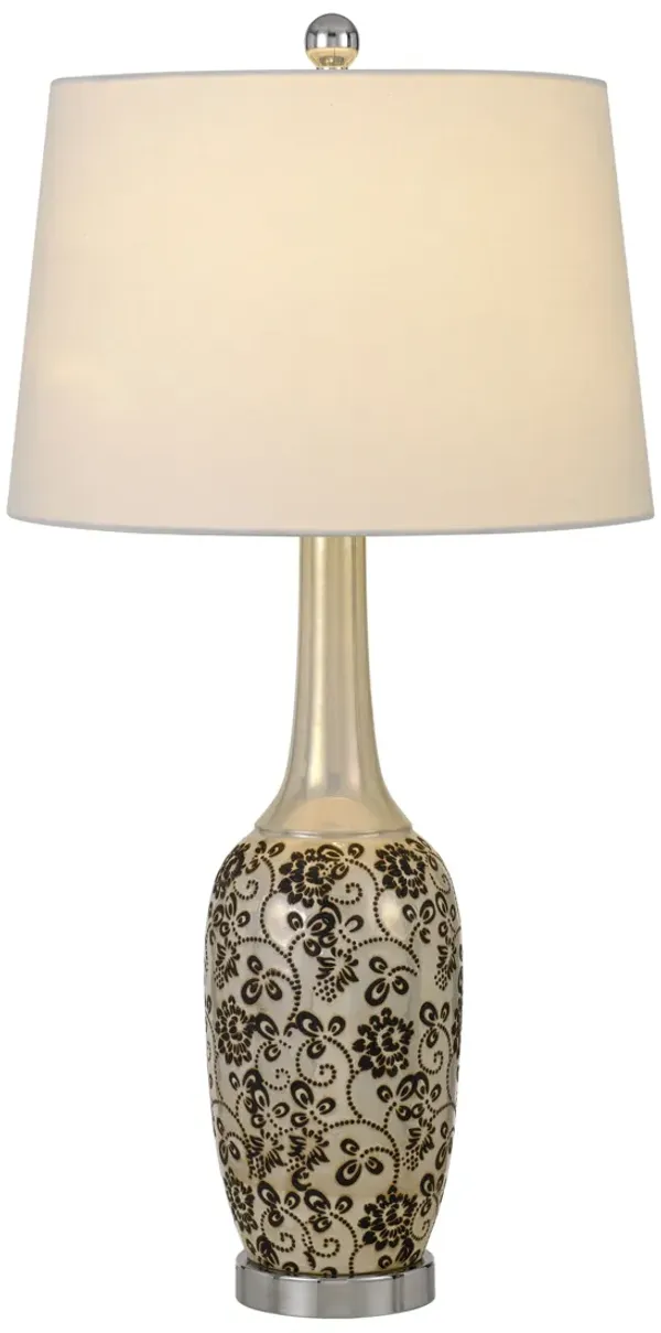 Metal Two Light Bedside Table Lamps With White Globe Shade (Set of 2) - Silver