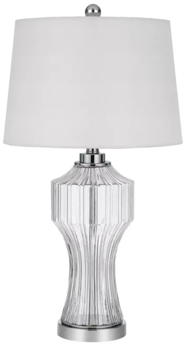 Glass Table Lamp With Empire Shade - Clear White
