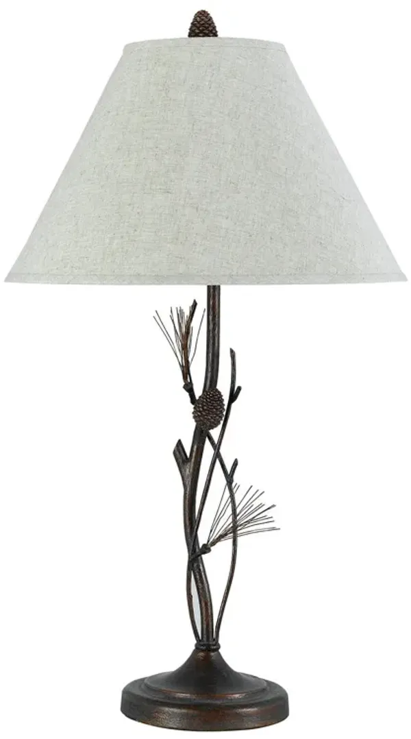 Metal Table Lamp With Gray Empire Shade - Rust