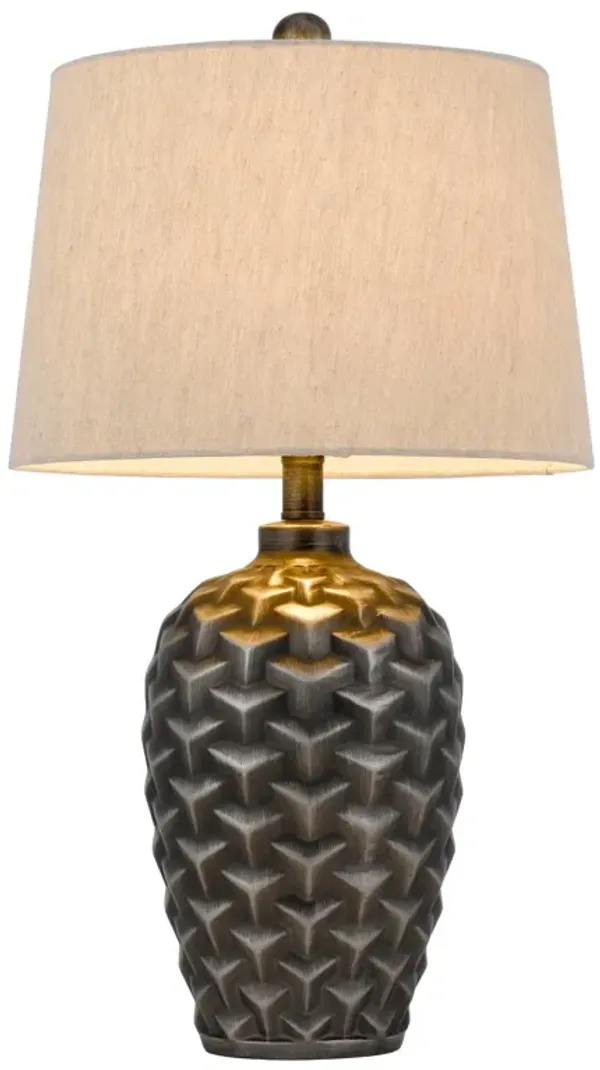 Table Lamp With Gray Empire Shade - Silver Metallic