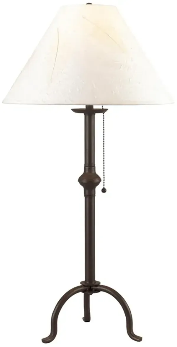 Metal Table Lamp With Off-White Empire Shade - Black