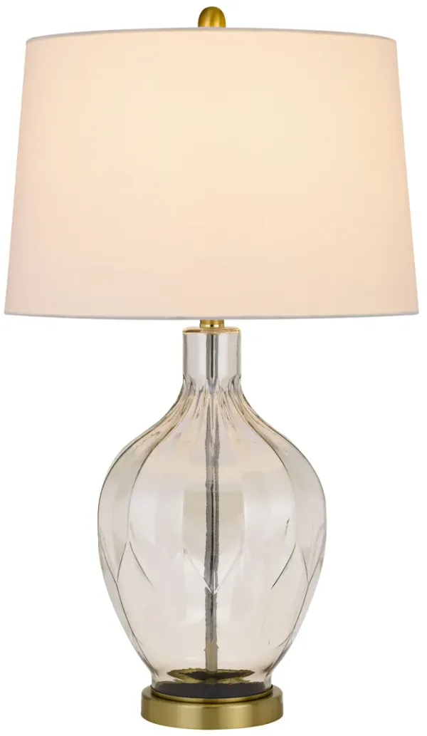 Metal Table Lamp With Drum Shade - Clear Off-White