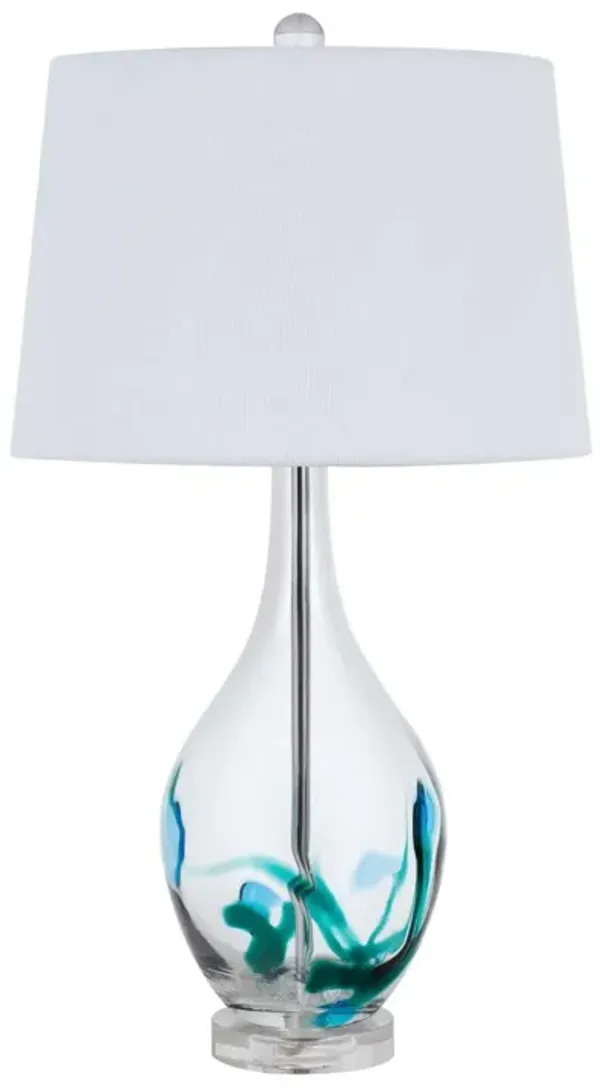 27" Glass Table Lamp With Empire Shade - Clear White