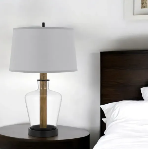 Metal Novelty Table Lamp With Gray Empire Shade - Black