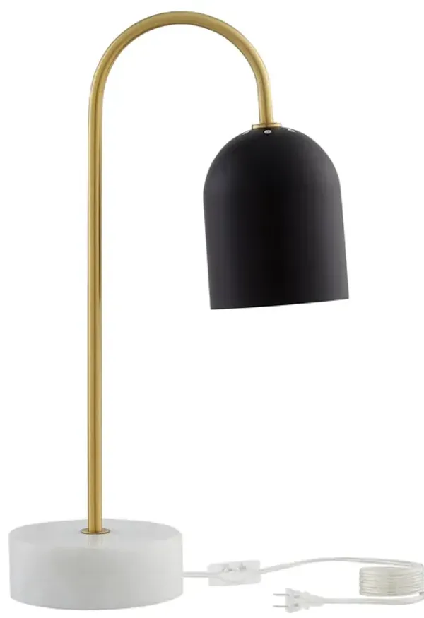 21" Iron Desk Table Lamp With Black Bell Shade - Black