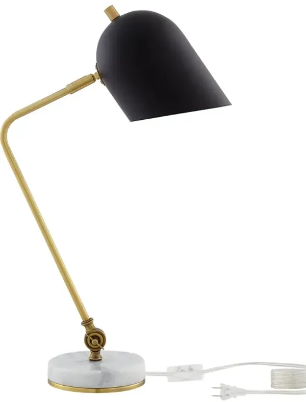 22" Iron Desk Table Lamp With Black Bell Shade - Black