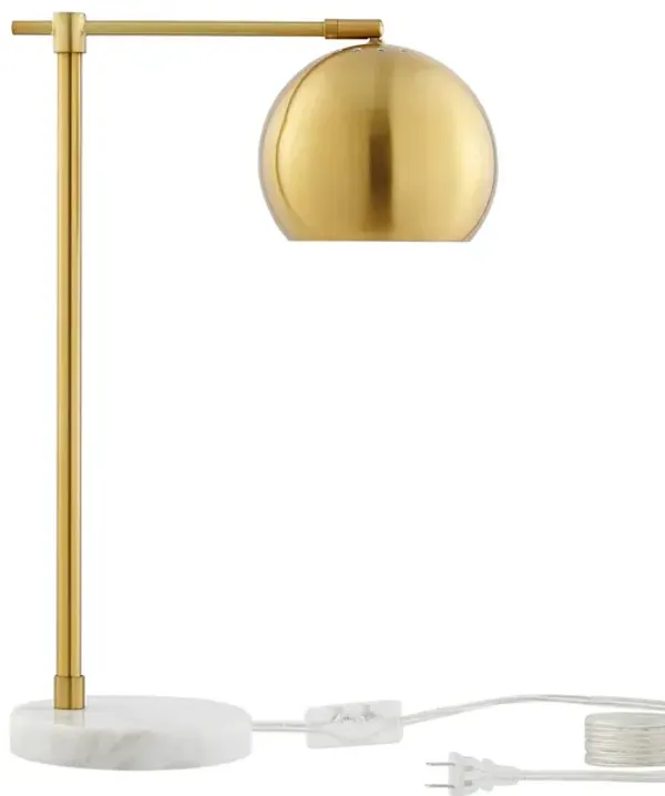 22" Iron Desk Table Lamp With Brass Dome Shade - Brass