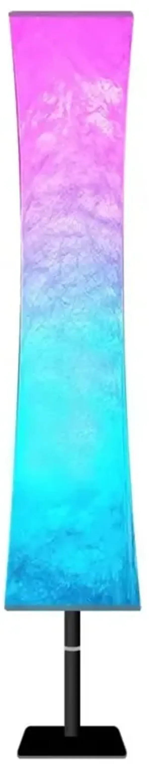 Color Changing LED White Column Smart Floor Lamp With Rectangular Shade - White