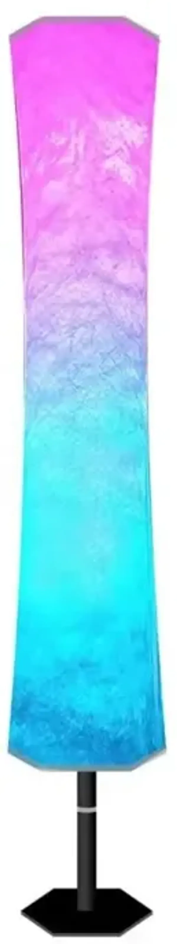 Color Changing LED White Column Smart Floor Lamp With Fabric Shade - White