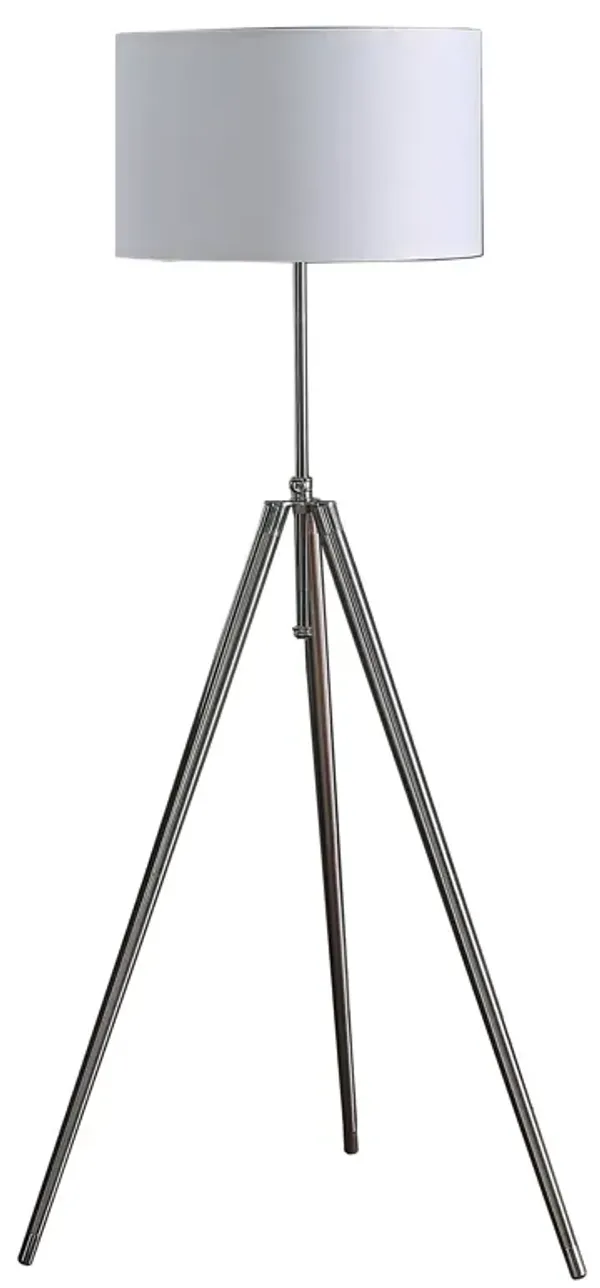 Adjustable Tripod Floor Lamp With White Shade - Chrome