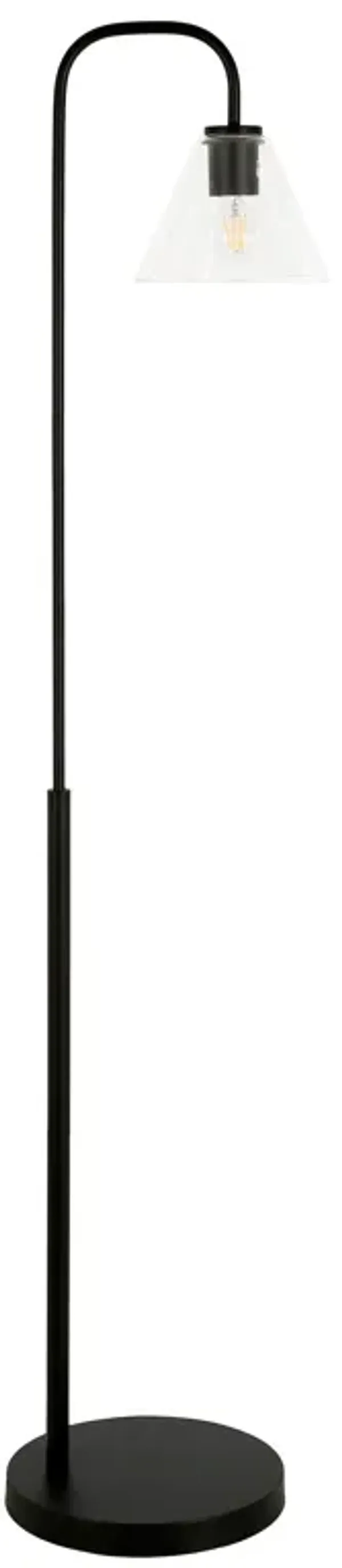 Arc Floor Lamp With Clear Glass Cone Shade - Black