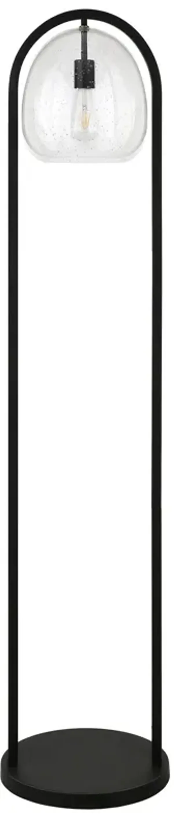 Column Floor Lamp With Clear Seeded Glass Globe Shade - Black