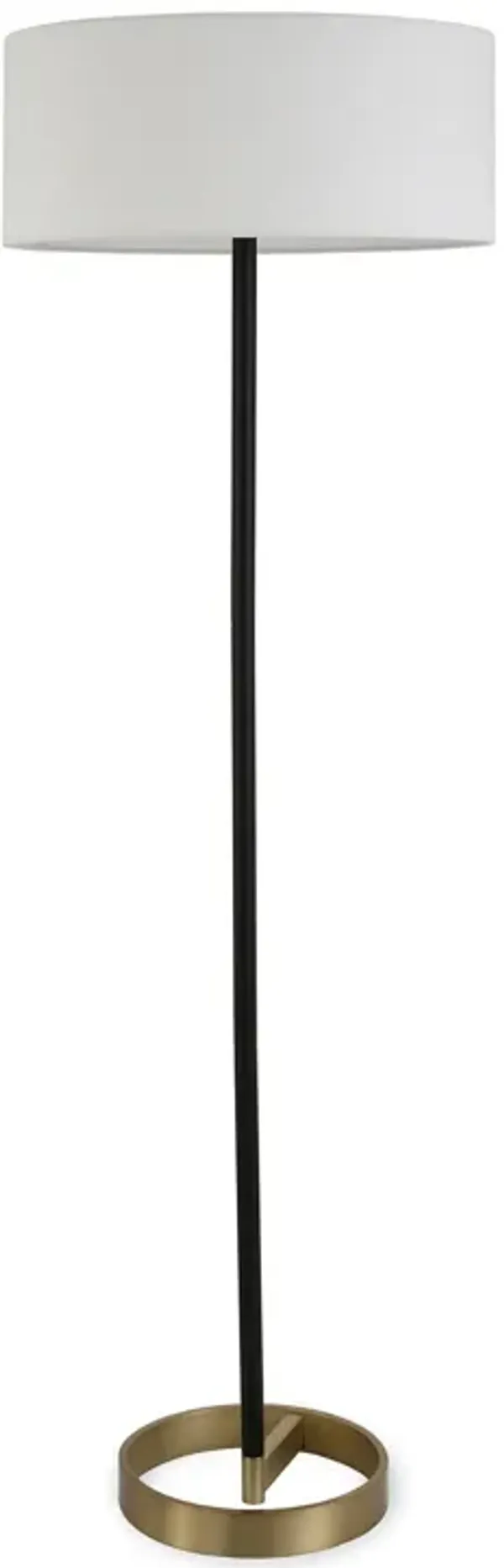 20" x 20" x 62" Traditional Shaped Floor Lamp With White Frosted Glass Drum Shade - Black