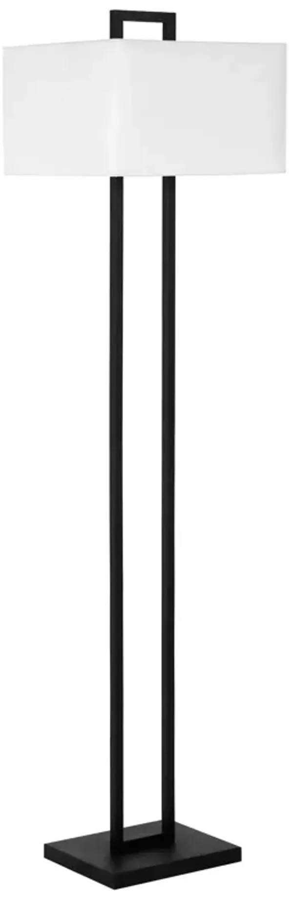 Traditional Shaped Floor Lamp With White Frosted Glass Rectangular Shade - Black