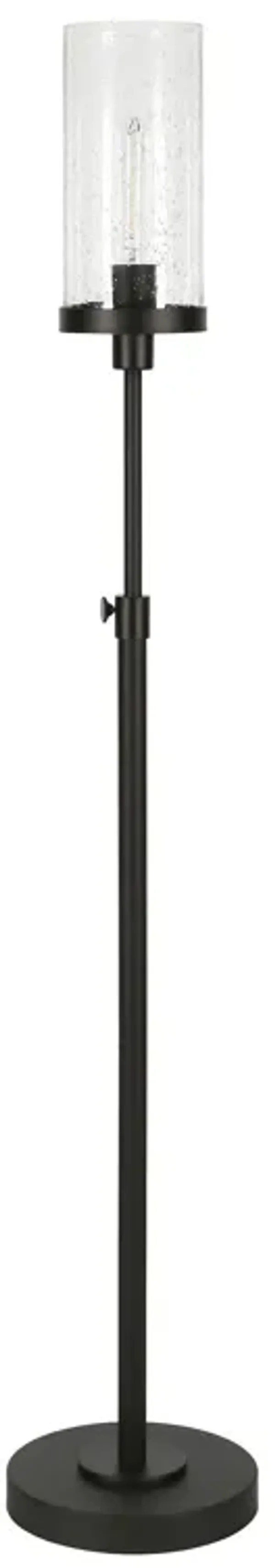 Adjustable Torchiere Floor Lamp With Clear Glass Cylinder Shade - Black