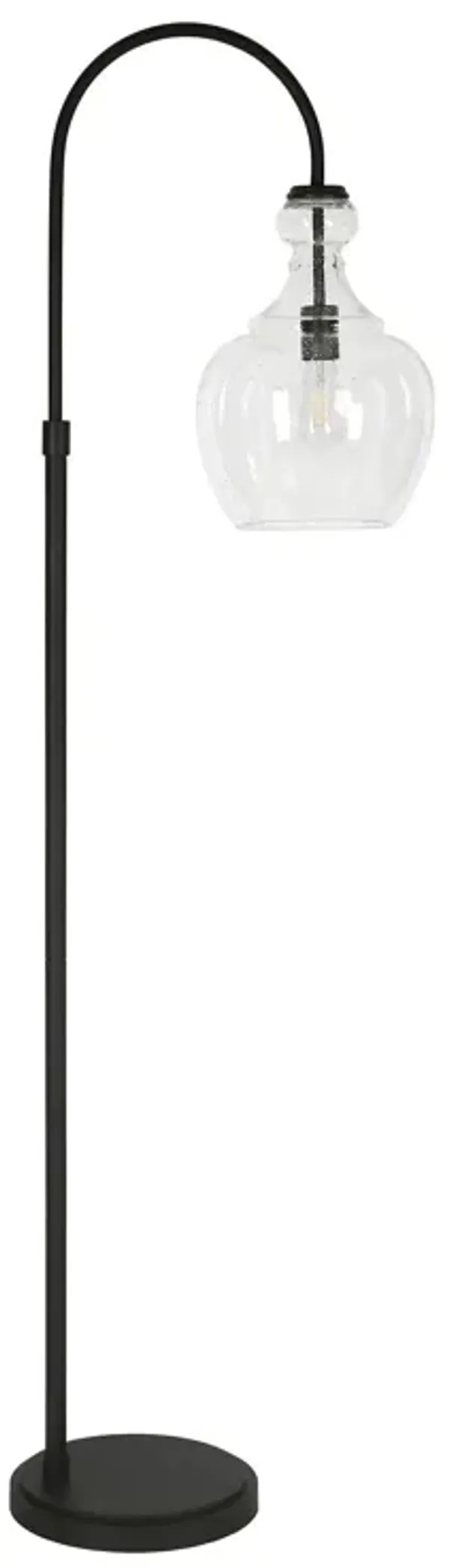 Arched Floor Lamp With Clear Seeded Glass Dome Shade - Black