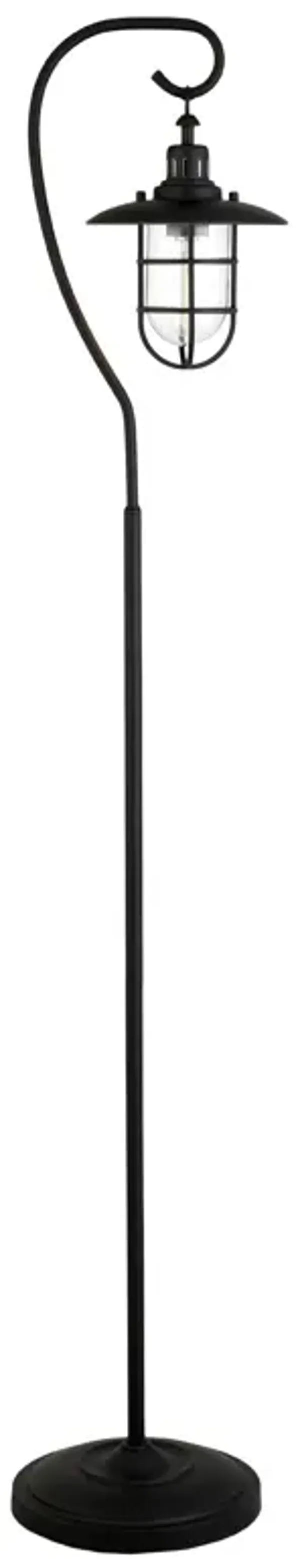 Arched Floor Lamp With Clear Transparent Glass Globe Shade - Black