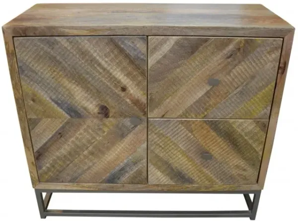 Solid Wood Accent Chest With A Door And Shelves - Shades of Natural Brown